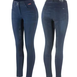 Online B Vertigo Elle denim ridebukse, helforsterket med silikon, dame Helforsterkede Ridebukser