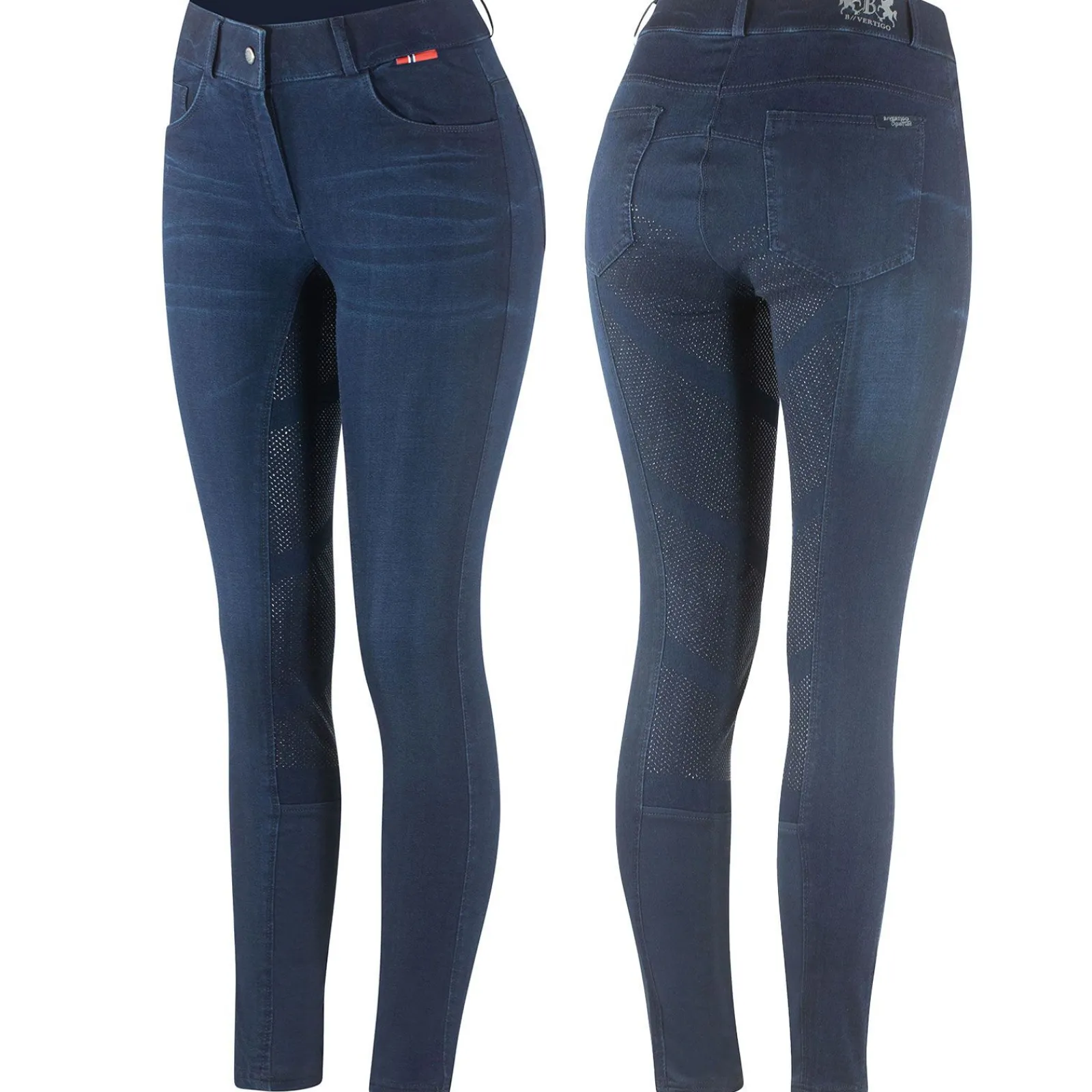 Online B Vertigo Elle denim ridebukse, helforsterket med silikon, dame Helforsterkede Ridebukser