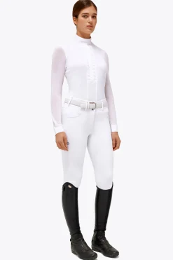 New Cavalleria Toscana stevneskjorte med lange ermer og folder for kvinner Stevne