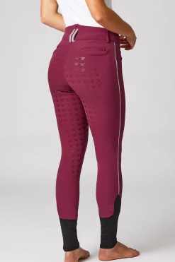 Sale Helforsterkede ridebukser med kontrastbånd og høyt liv, dame Helforsterkede Ridebukser