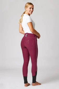 Sale Helforsterkede ridebukser med kontrastbånd og høyt liv, dame Helforsterkede Ridebukser