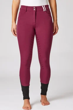 Sale Helforsterkede ridebukser med kontrastbånd og høyt liv, dame Helforsterkede Ridebukser