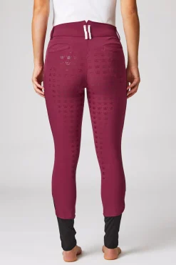 Sale Helforsterkede ridebukser med kontrastbånd og høyt liv, dame Helforsterkede Ridebukser