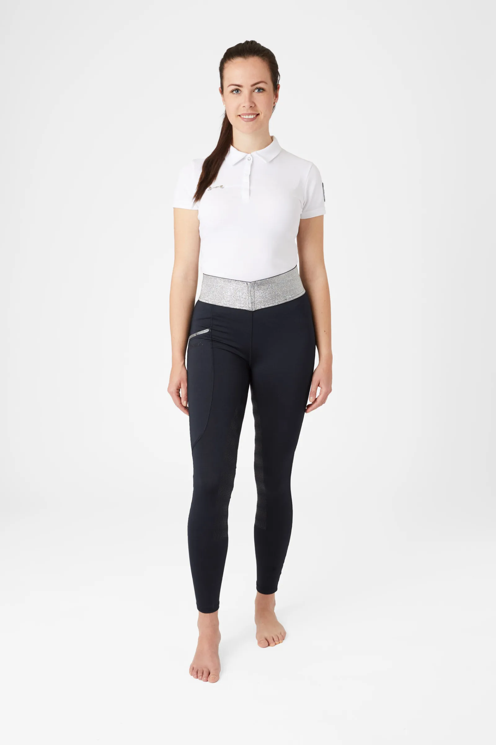 Best helforsterket ridetights med silikon og glitterlinning, dame Ridetights