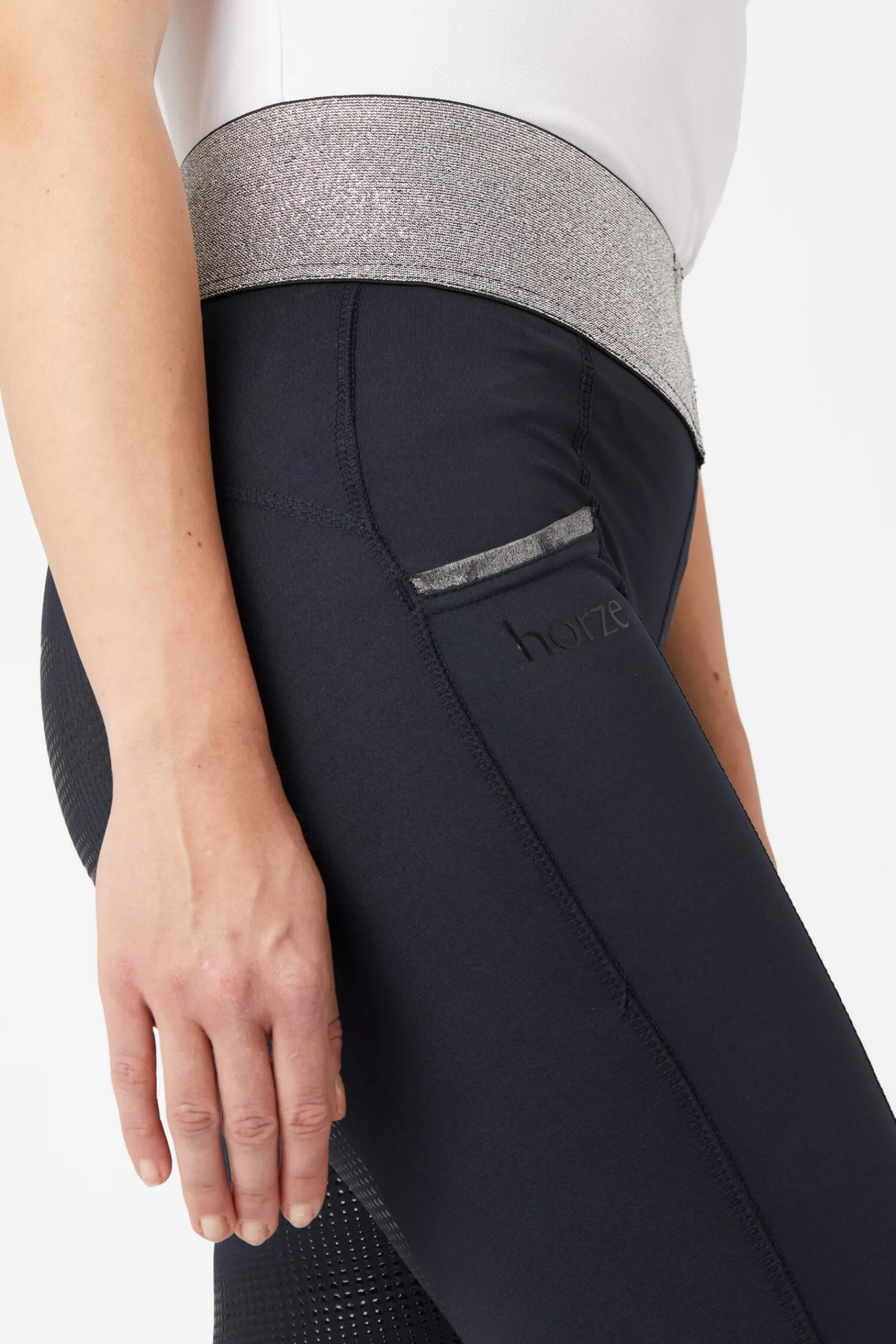 Best helforsterket ridetights med silikon og glitterlinning, dame Ridetights