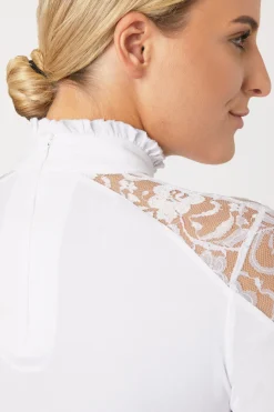 Online Sylvie langermet stevneskjorte med blonder, dame Stevne