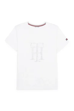 New Tommy Hilfiger Equestrian TH Rhinestone skjorte for kvinner Skjorter Og Topper