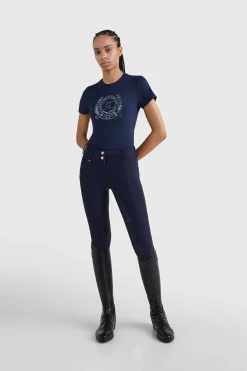 Sale Tommy Hilfiger Equestrian Crest Rhinestone Performance t-skjorte til dame Skjorter Og Topper