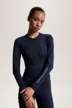 Best Tommy Hilfiger Equestrian Cologne Reflekterende langarmet 1/4 glidelås treningsgenser Skjorter Og Topper