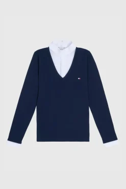 Hot Tommy Hilfiger Equestrian Montana dames 2-i-1 stevneskjorte Stevne|Skjorter Og Topper